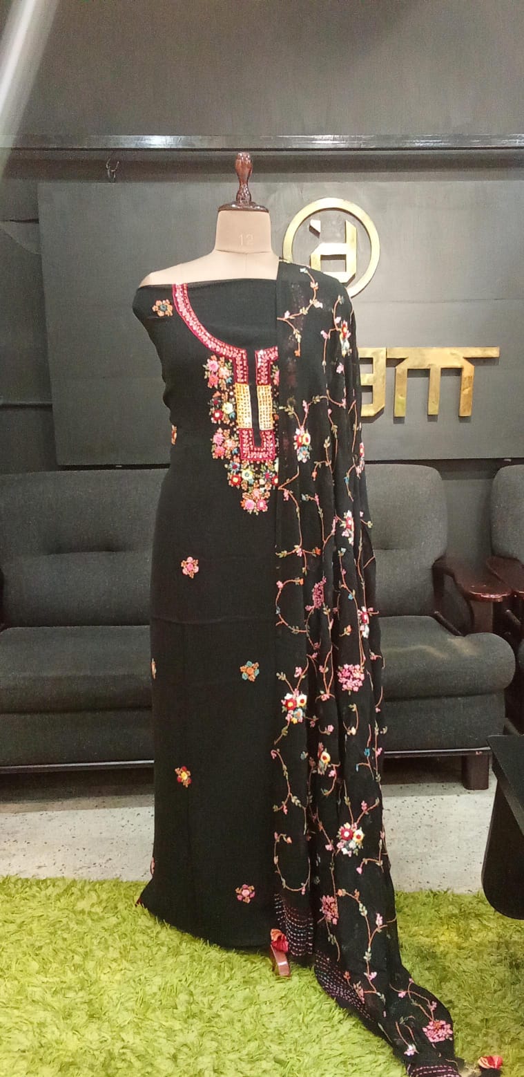 Floral Embroidered Georgette Salwar Set | JVR177