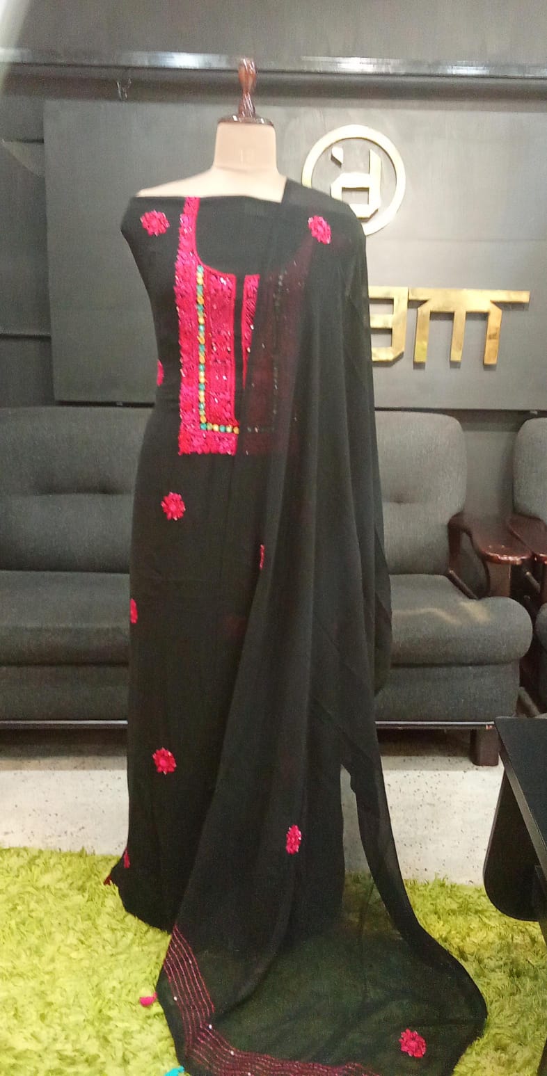 Floral Embroidered Georgette Salwar Set | JVR181