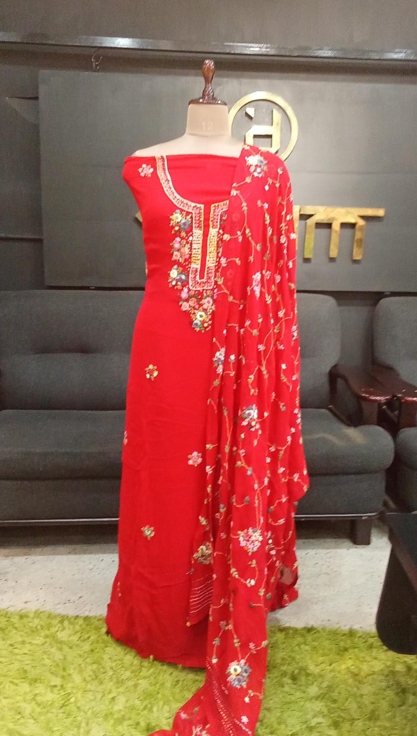 Floral Embroidered Georgette Salwar Set | JVR178