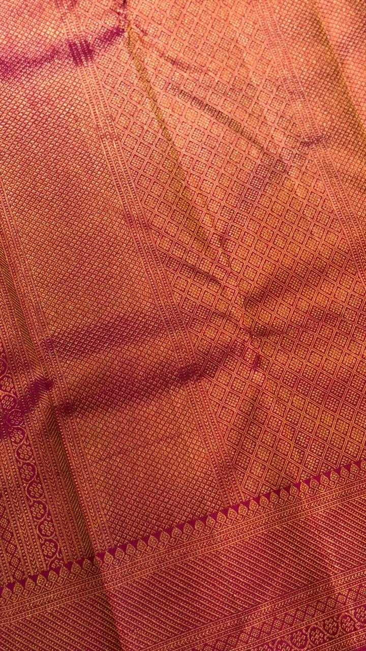 Copper & Golden Zari Woven Kanchipuram Saree | SME143