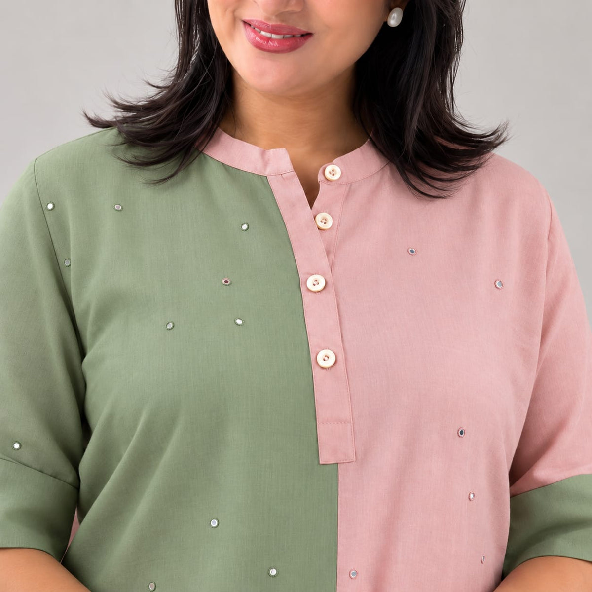 Blush & Sage Serenity Chanderi Co-ord Set | DN844