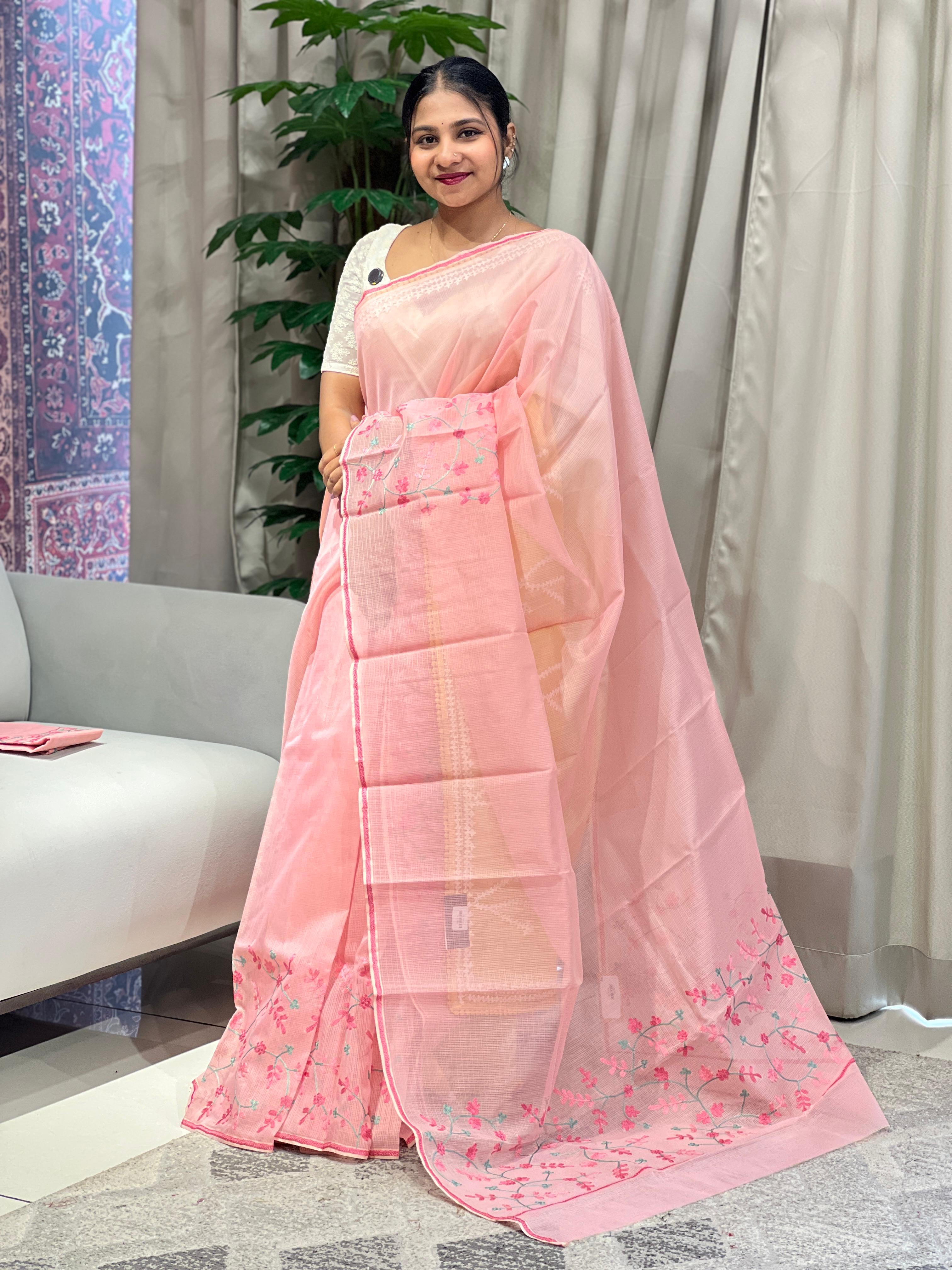 Floral Embroidery detailed Kota Saree | JSC494