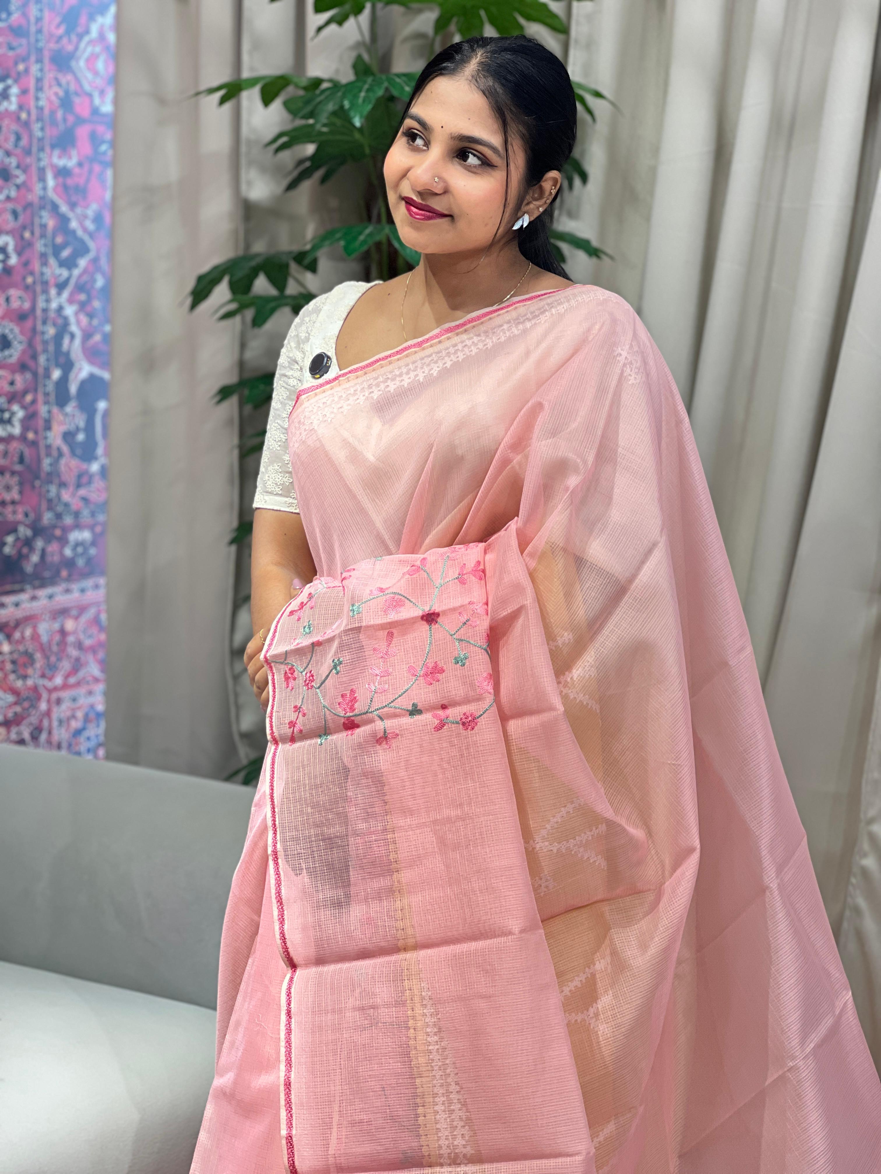 Floral Embroidery detailed Kota Saree | JSC494