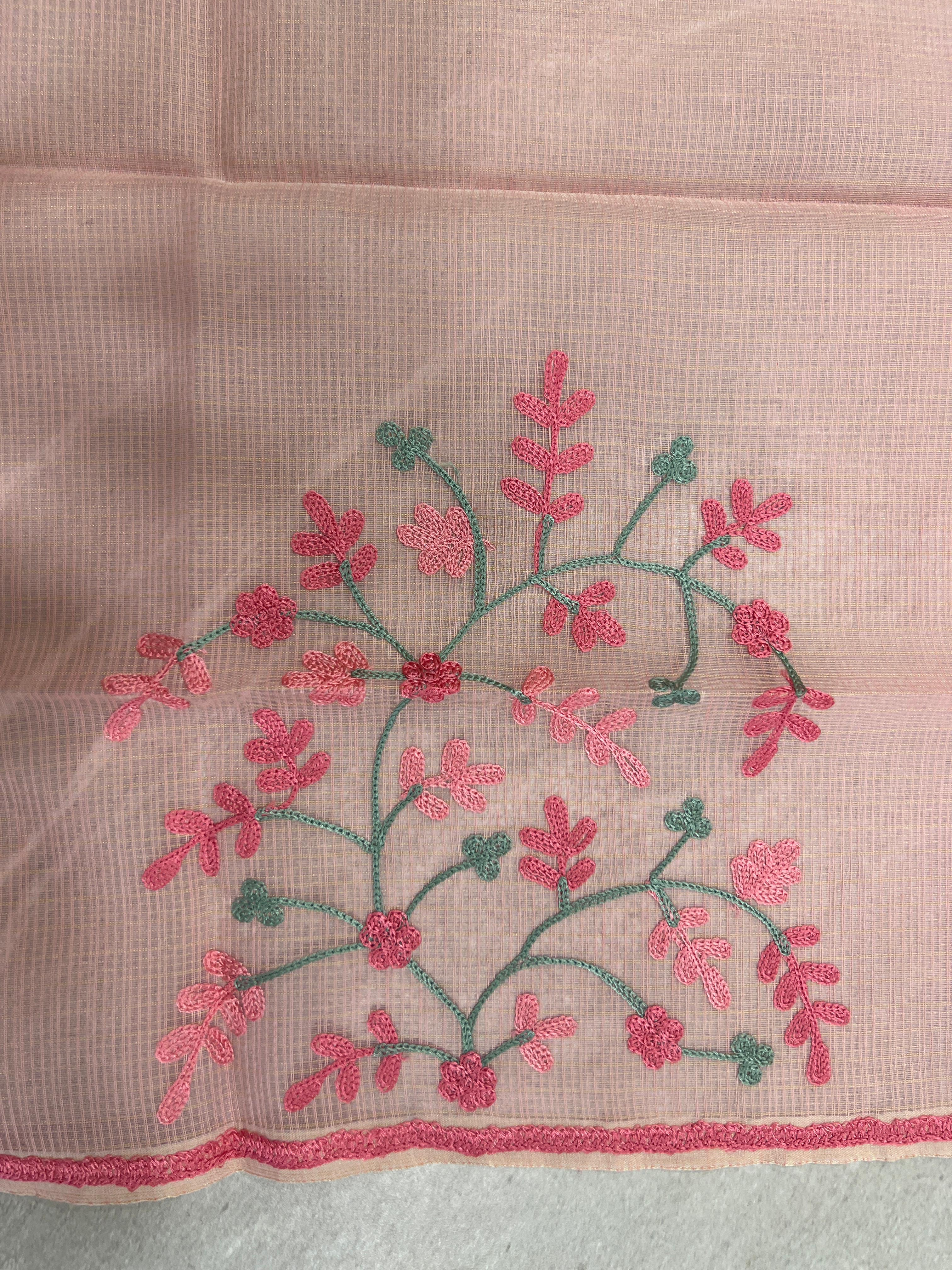 Floral Embroidery detailed Kota Saree | JSC494