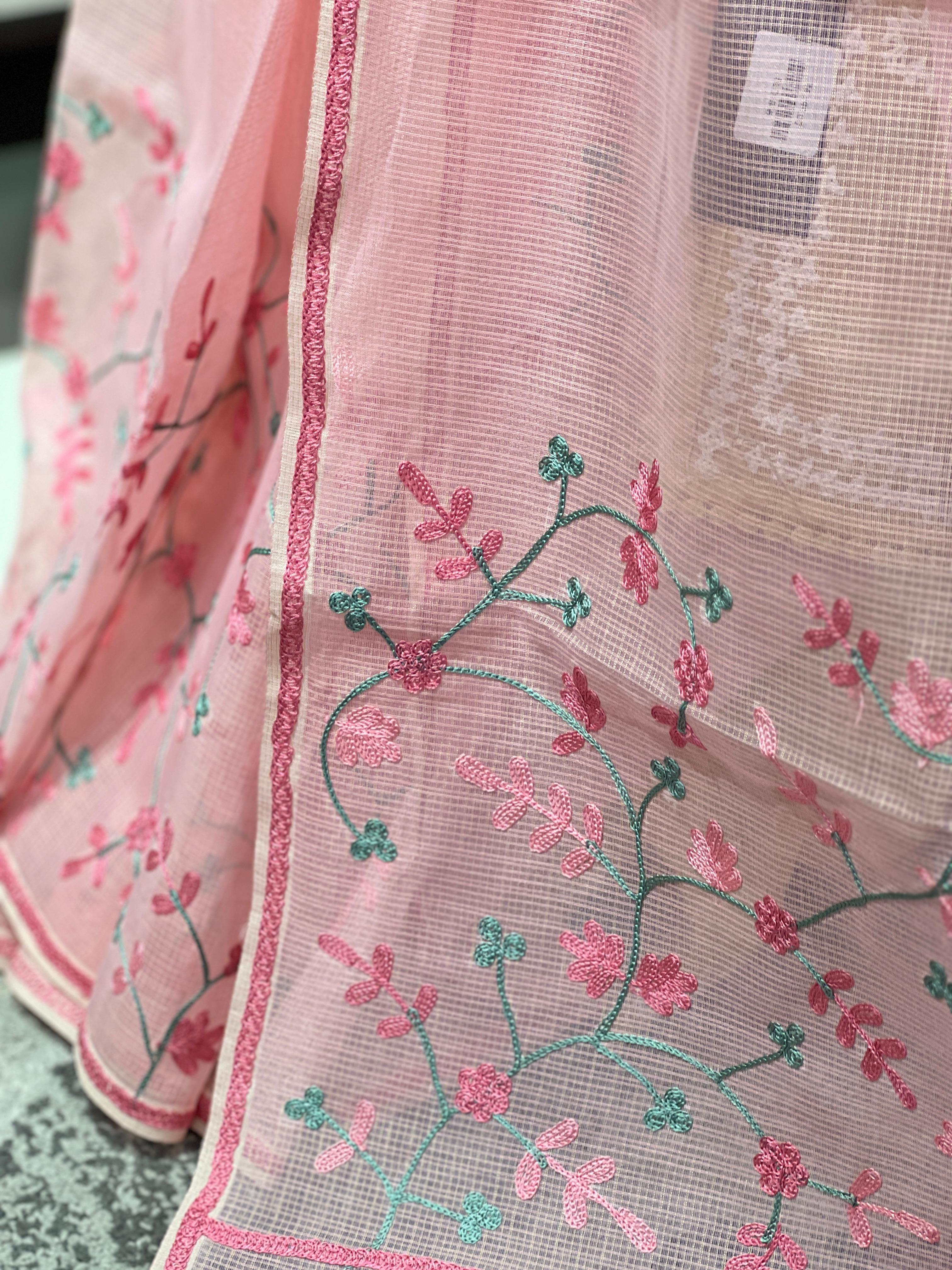 Floral Embroidery detailed Kota Saree | JSC494
