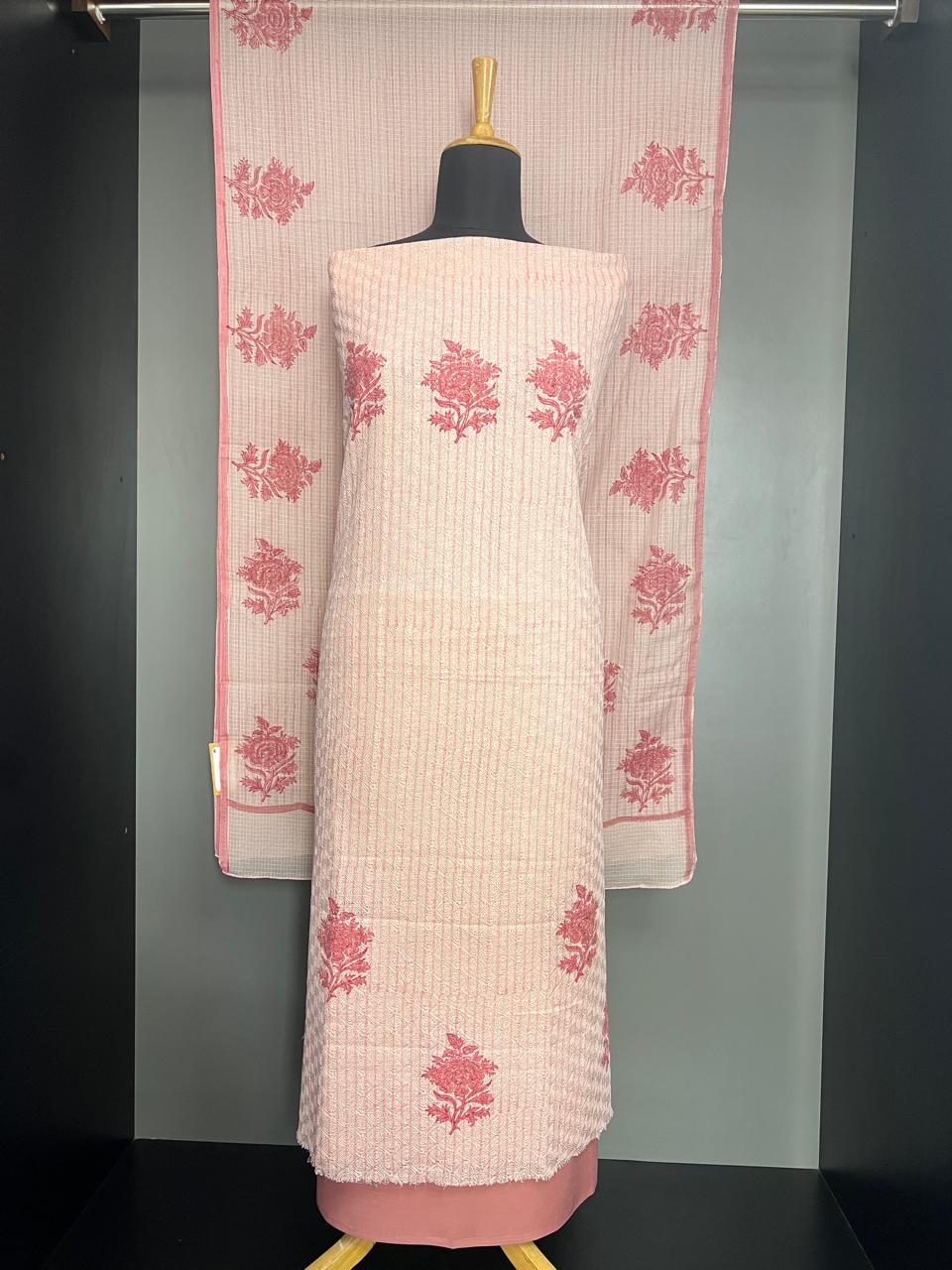 Geometric Floral Hand Block Printed Tepchi Kota Salwar Set |JSC587