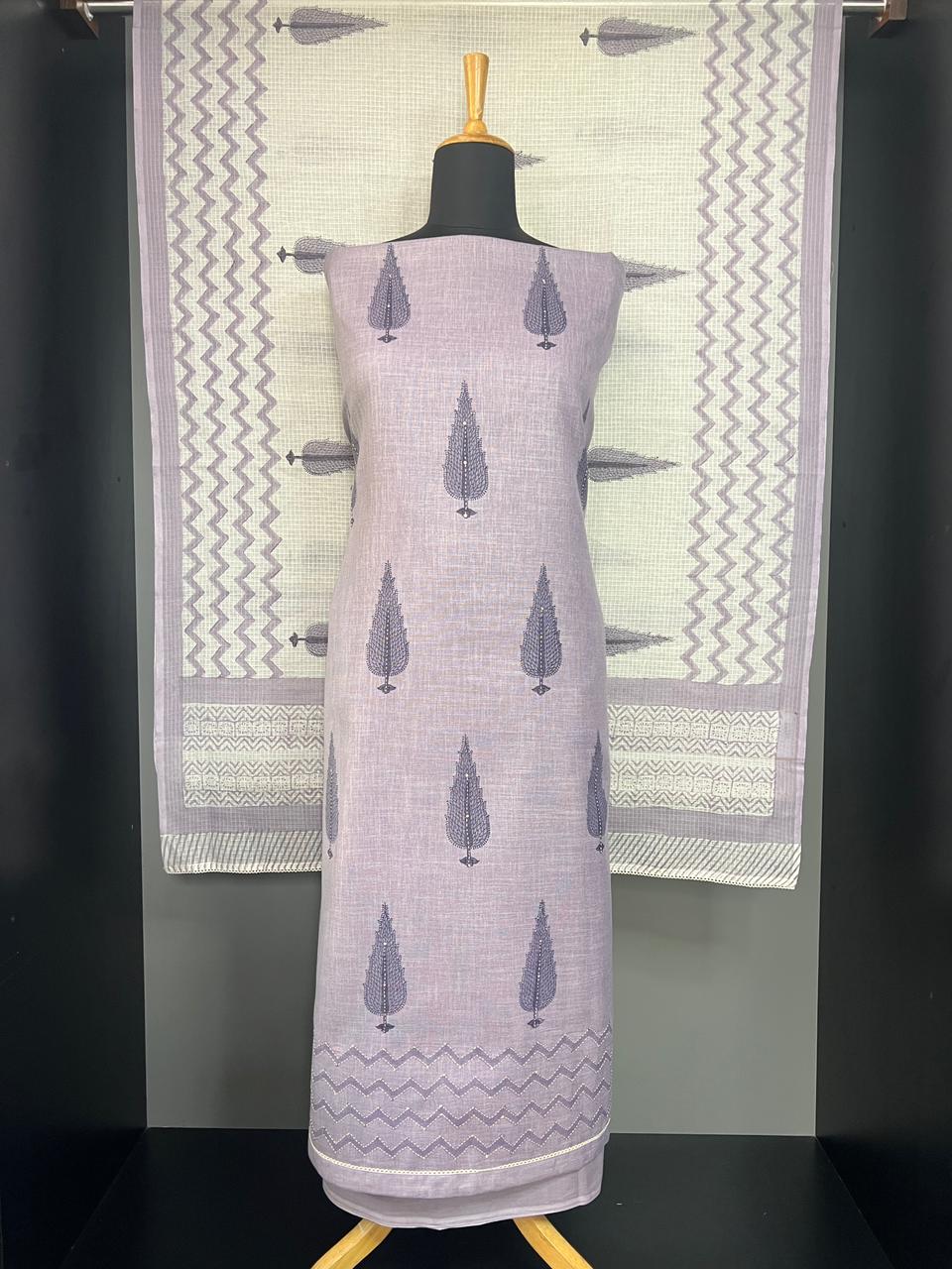 Scattered Buta Detailed Linen Cotton Salwar Set | SSC149