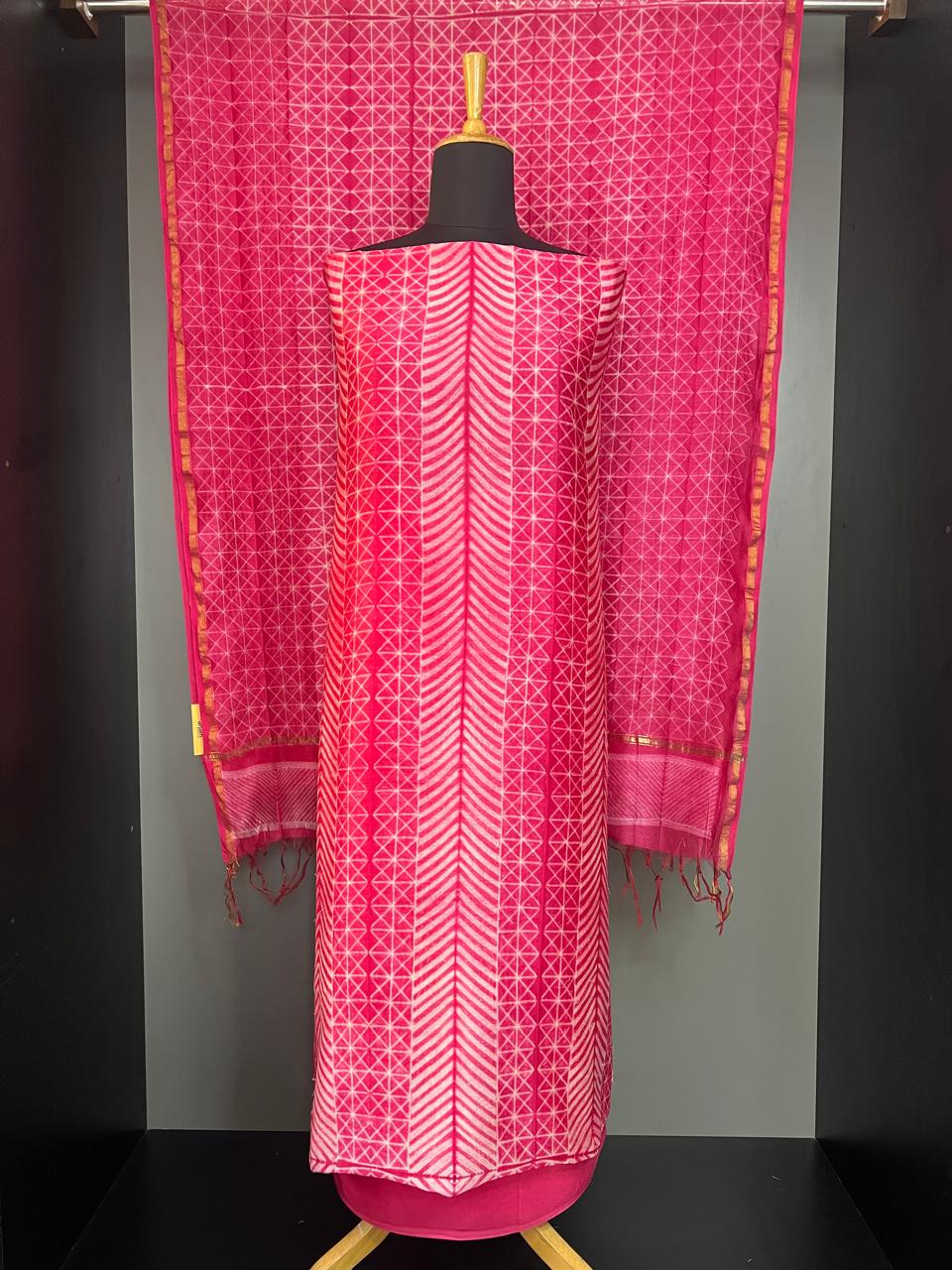 Hand Block Printed Chanderi Silk Salwar Set | JKL615