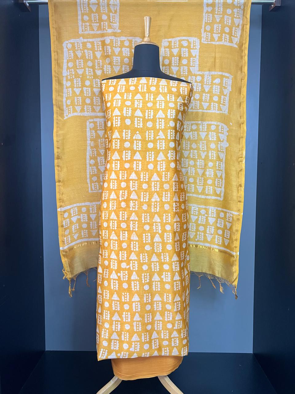 Hand Block Printed Chanderi Silk Salwar Set | JKL614