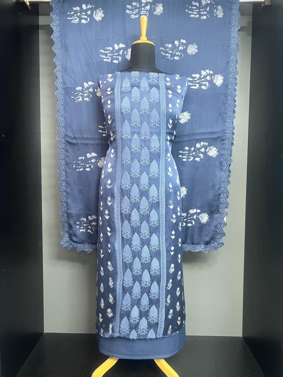 Batik Printed Satin Georgette Salwat Set |HE293