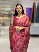 Kantha Weaving Pattern Bhagalpuri Linen Saree | NHH245