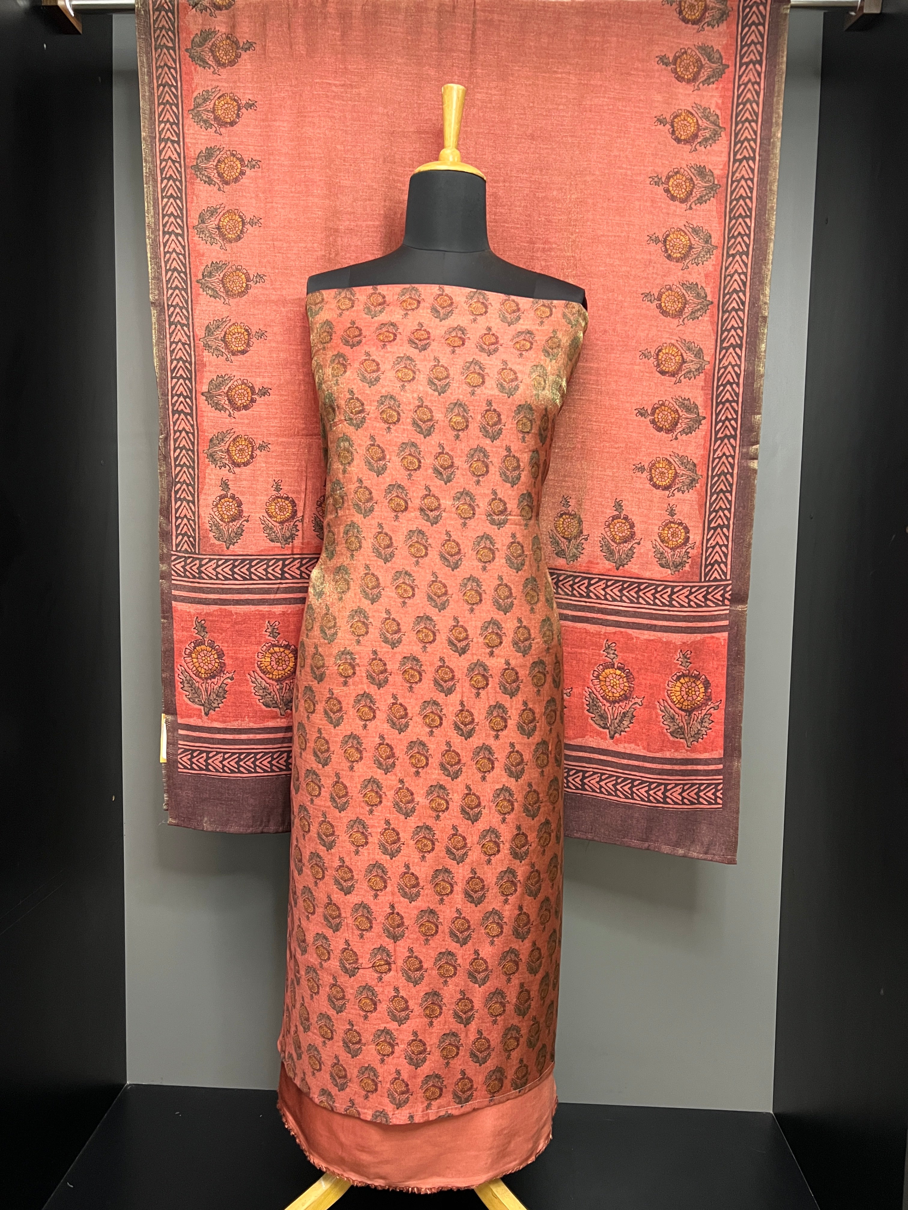 Floral Printed Semi Tussar Salwar Set | SP422