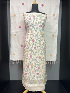 Floral Hand Embroidered Pure Tussar Salwar Set | SBS1312