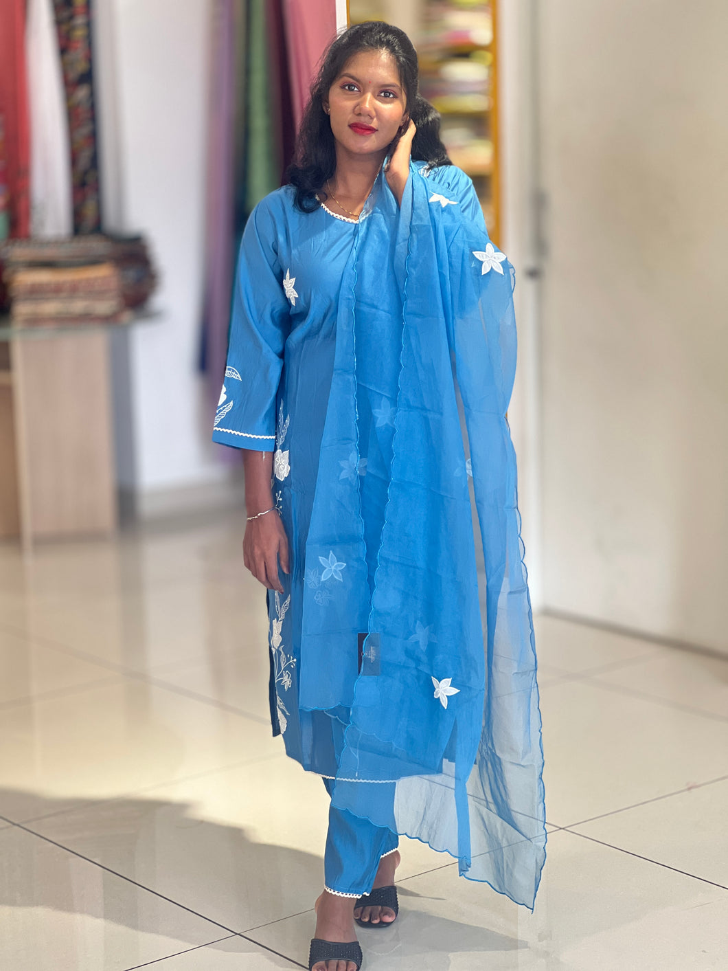 Machine Embroidered Chanderi Finish Kurta Set | FW327