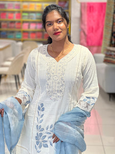 Floral Hand Painted Cotton Kurta Set | FW334