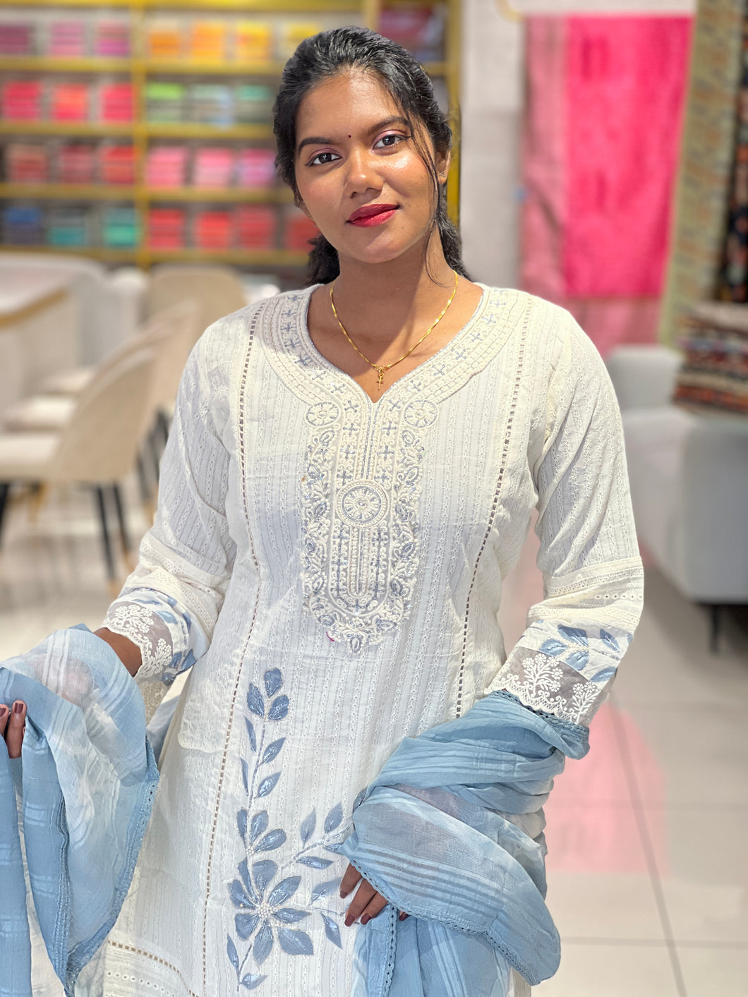 Floral Hand Painted Cotton Kurta Set | FW334