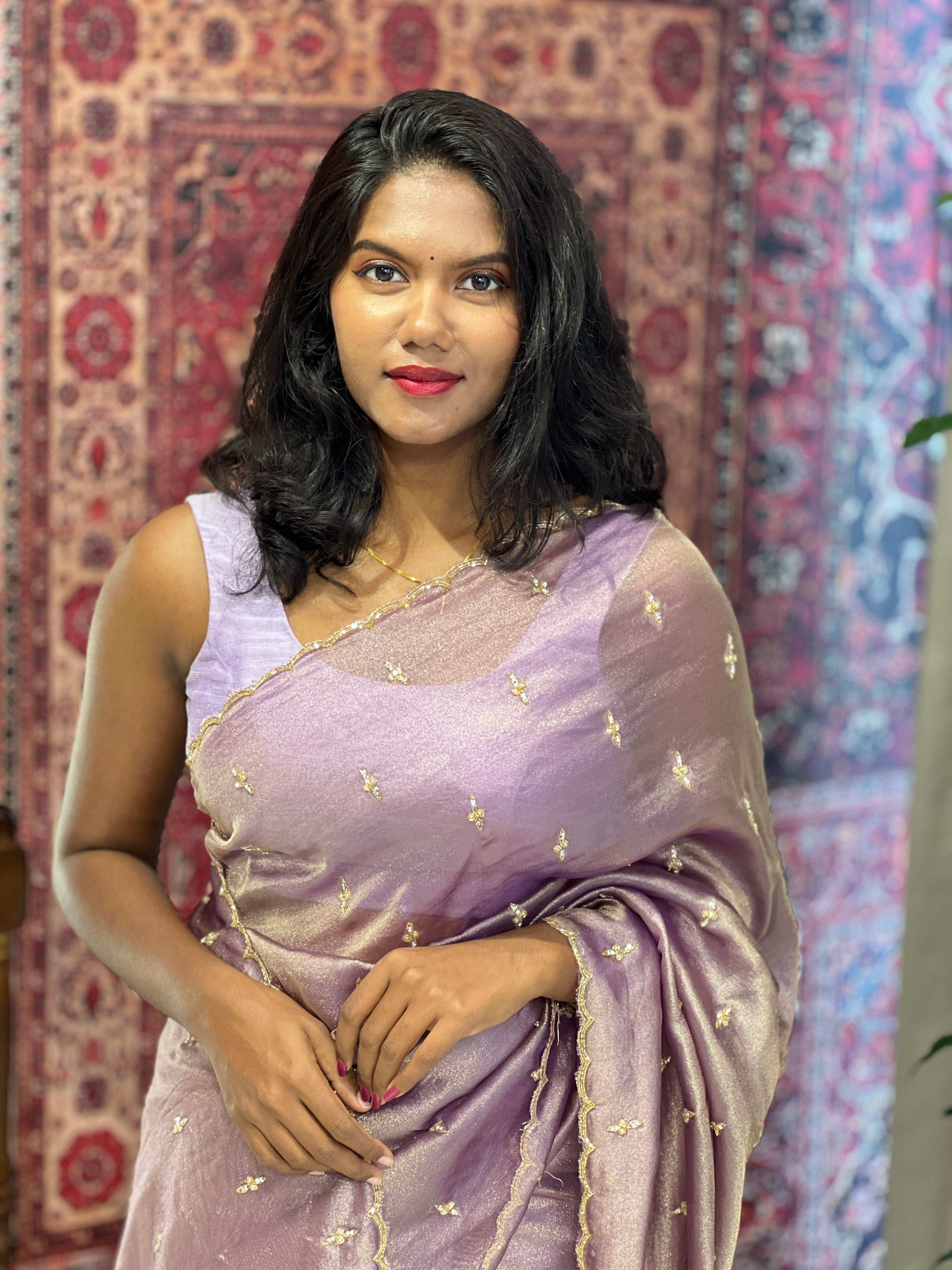 Hand Work Shimmer Georgette Saree | SBP805