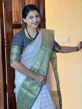 Check Weaving Patterned Organza Saree | NN338