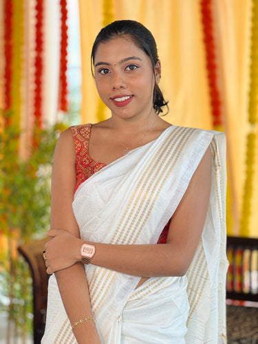 Kesiya Weaving Pattern Bhagalpuri Linen Saree | NHH506