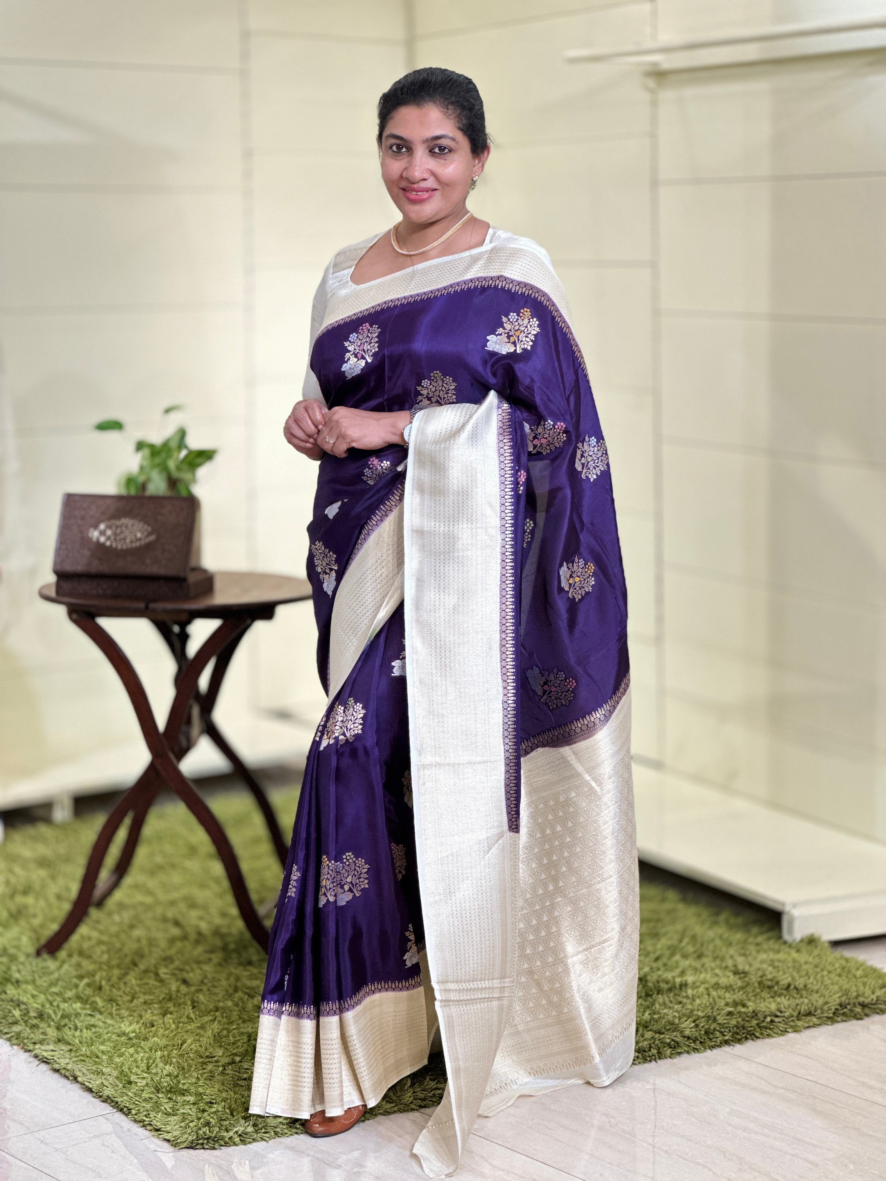 Meenakari Woven Kathan Silk Banarasi Saree | NN412