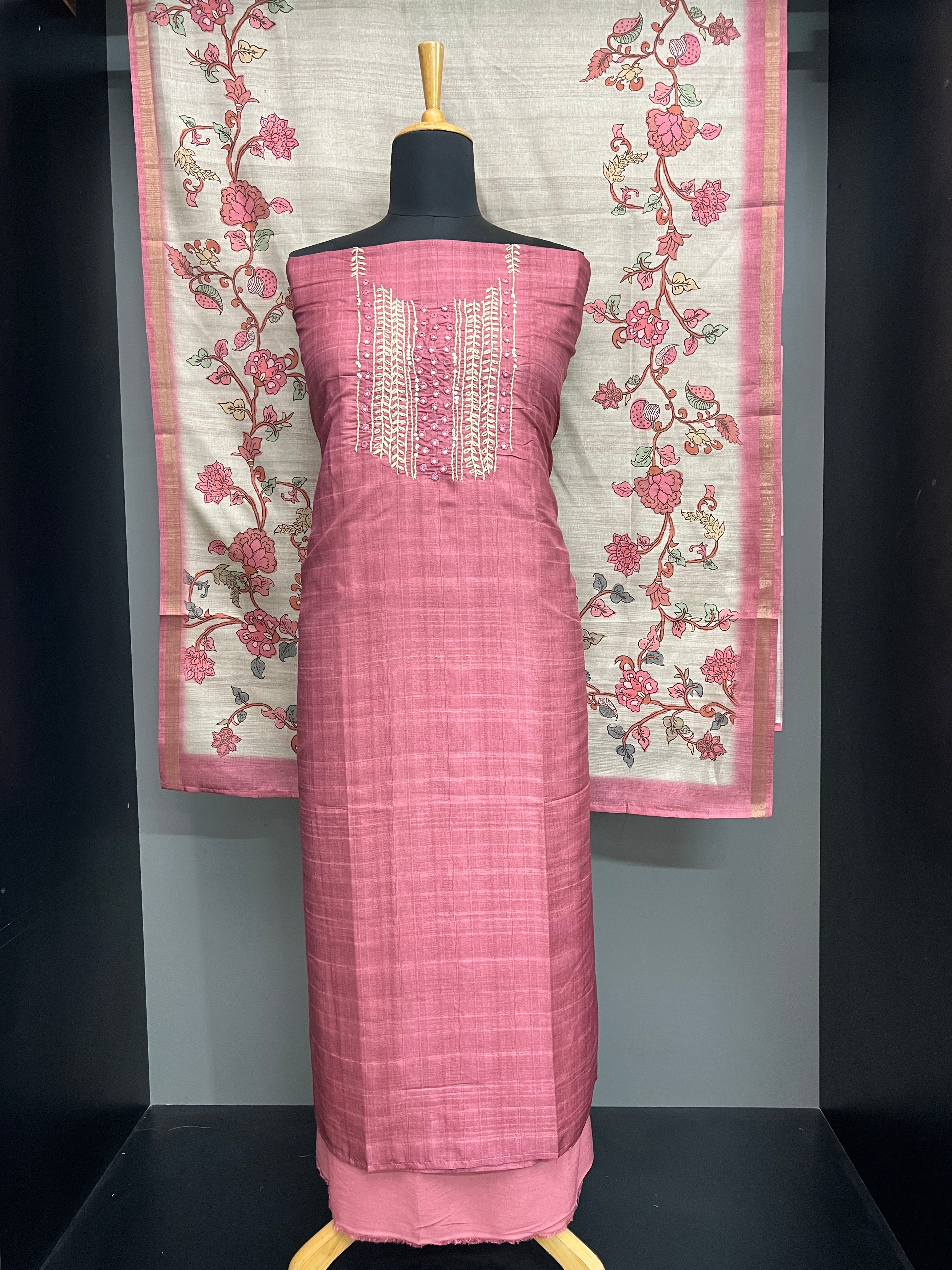 Hand Embroidery Detailed Tussar Finish Salwar Set | SW2147