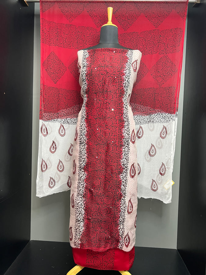 Polka and Paisley Printed Kota Salwar Set | SF1229