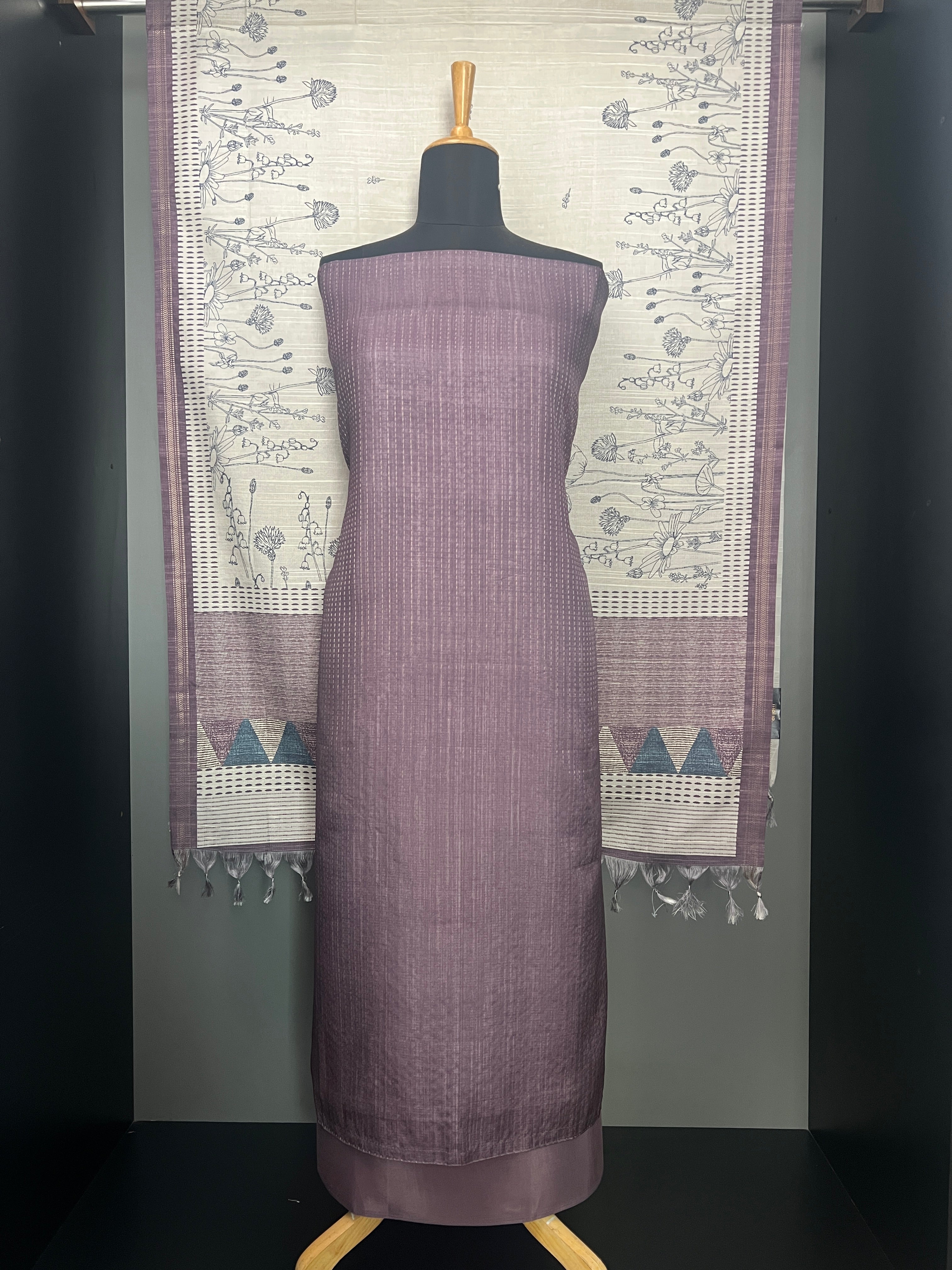 Zari Line Weaved Semi Tussar Salwar Set | SP298