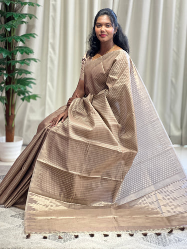 Zari Stripe Weaving Patterned Semi Silk Saree | YNG560