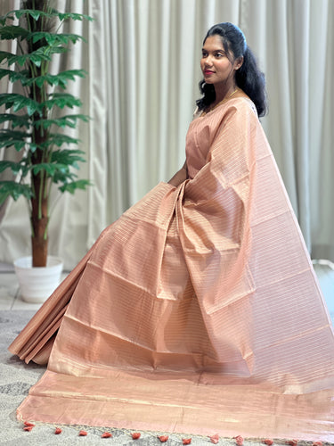 Zari Stripe Weaving Patterned Semi Silk Saree | YNG564