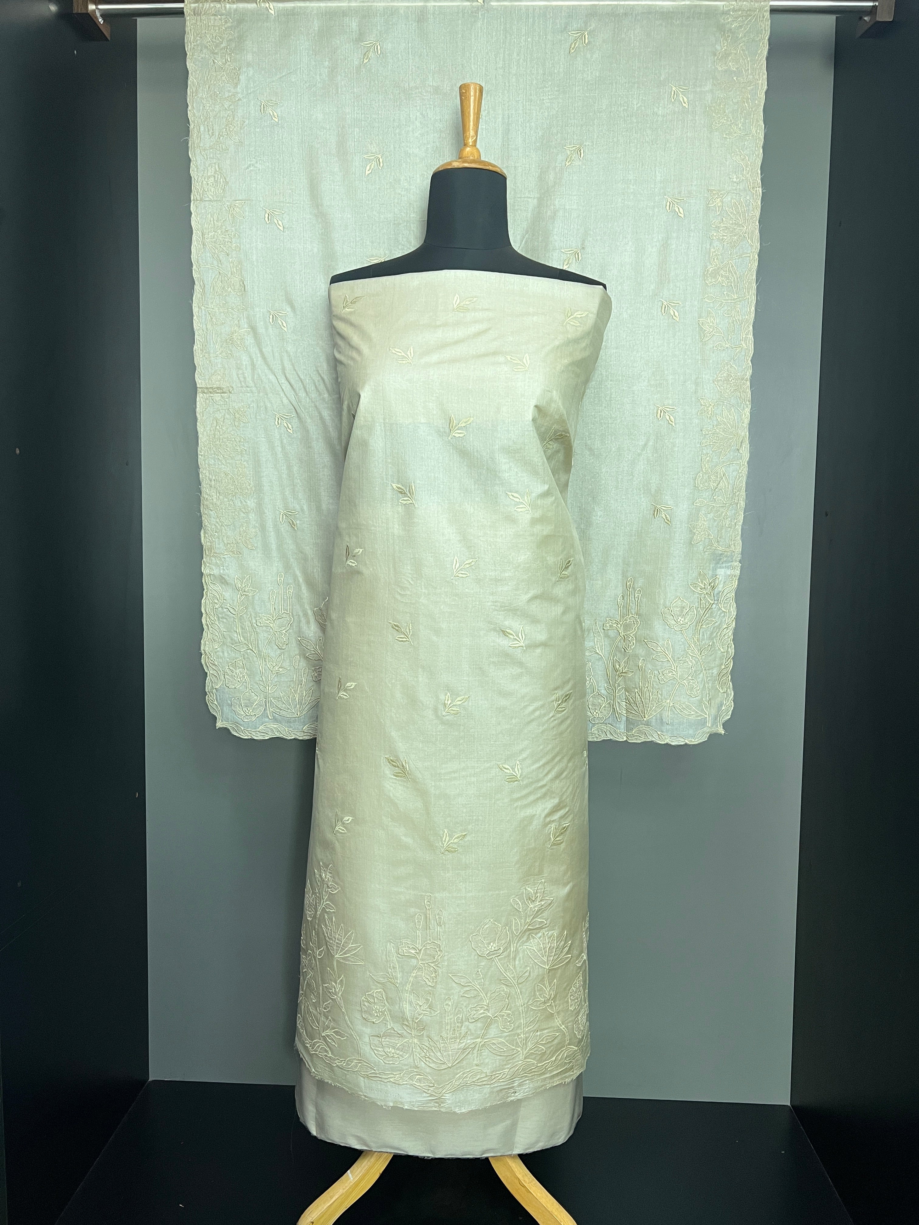 Embroidery Detailed Pure Tussar Salwar Set | YNG880