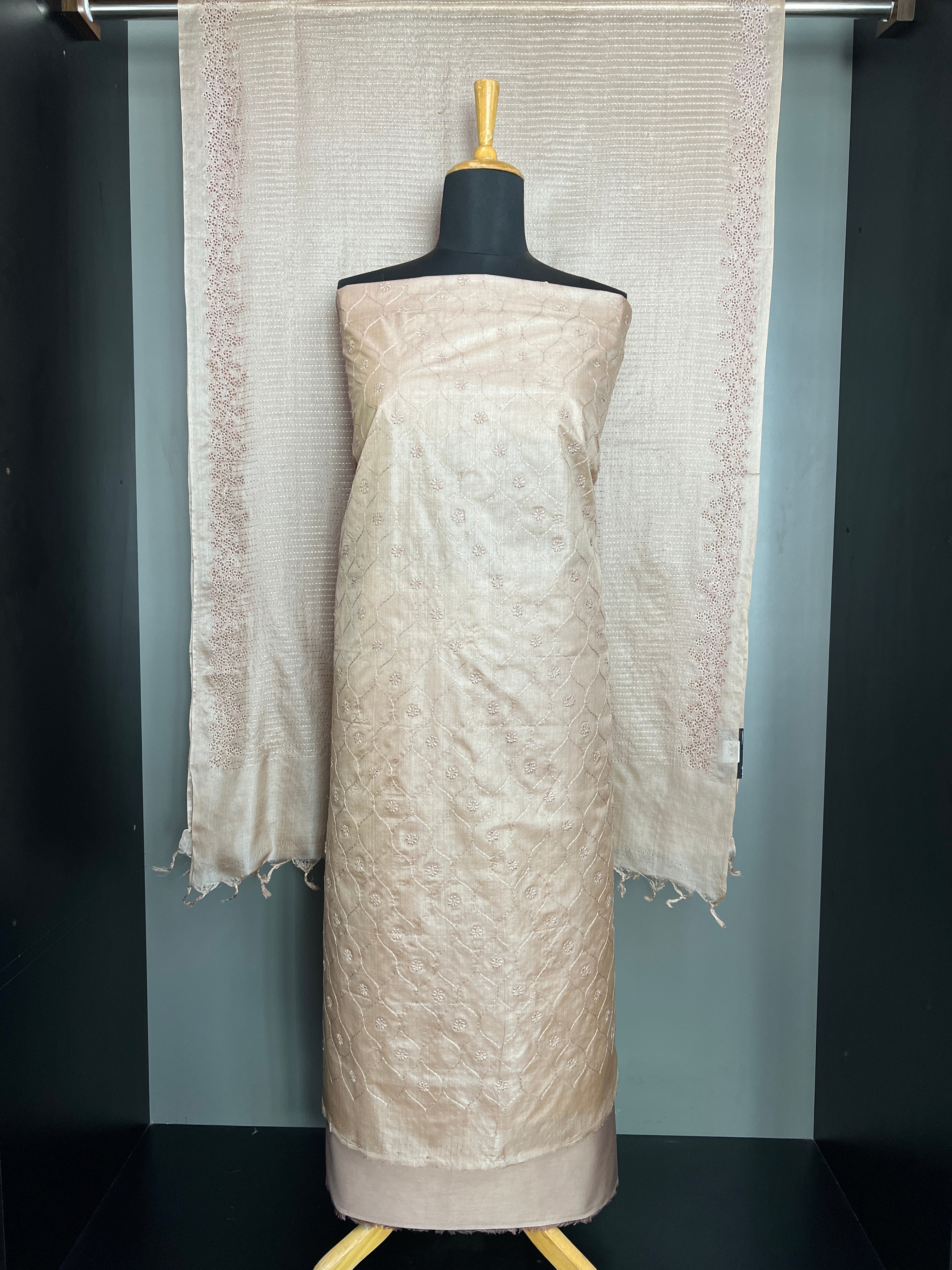 Geometric Patterned Tussar Salwar Set | YNG887