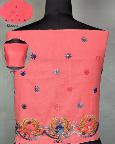 Hand Embroidery Cotton Blouse Material | OS436