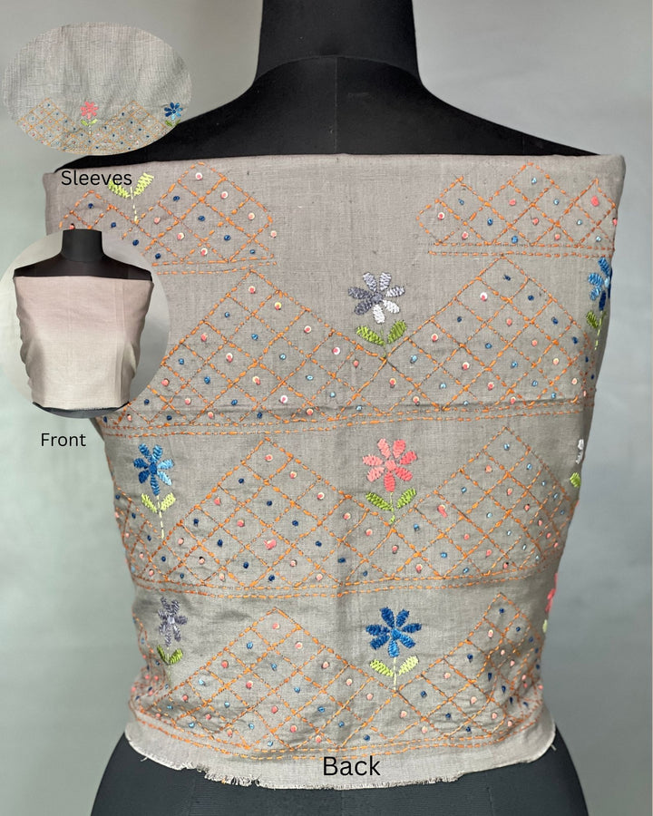 Hand Embroidery Cotton Blouse Material | OS443