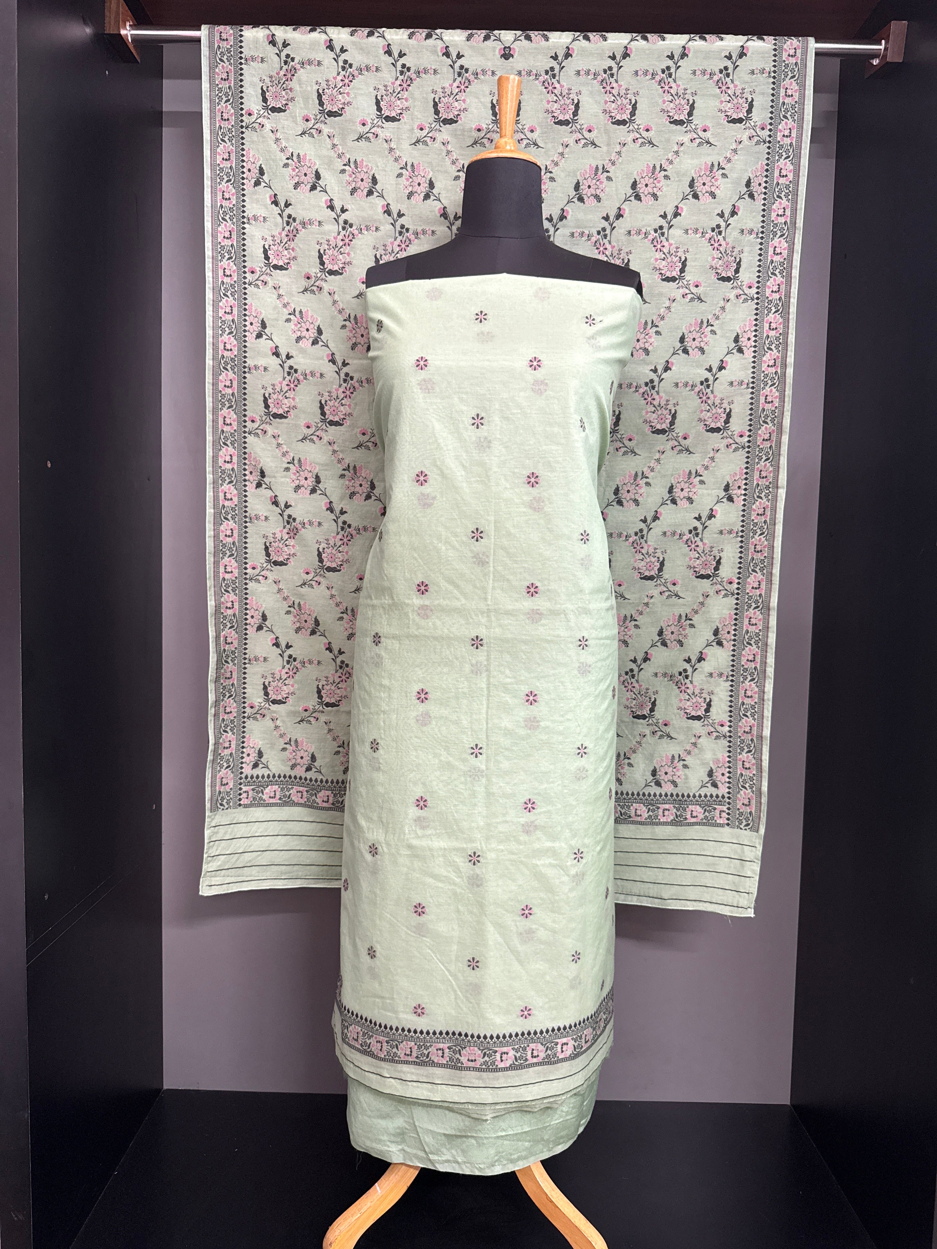 Floral Pattern Jamdani Woven Chanderi Salwar Set | EG134
