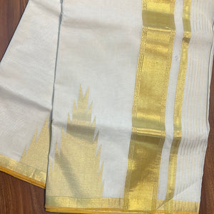 Traditional handwoven Balaramapuram Saree With  Golden Zari Weave | KL306