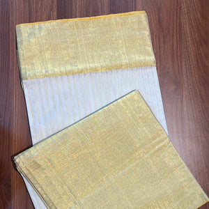 Line Weaving Pattern  Hand Loom Kerala Cotton Saree | KL304