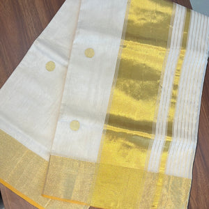 Polka Dot Patterned Balaramapuram Handloom Saree | KL300