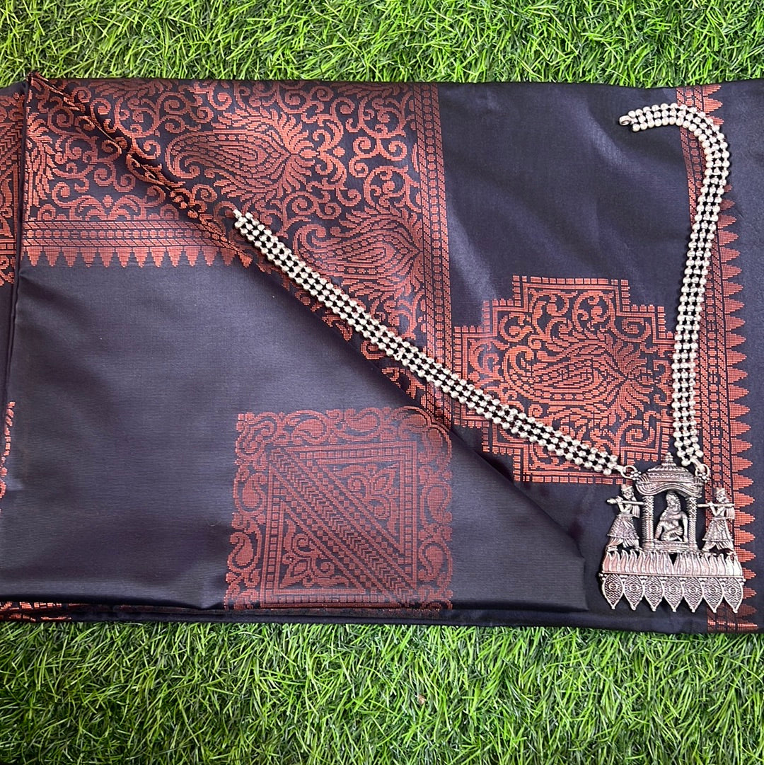 Copper Zari Woven Kora Silk Finish Saree |  PRS102