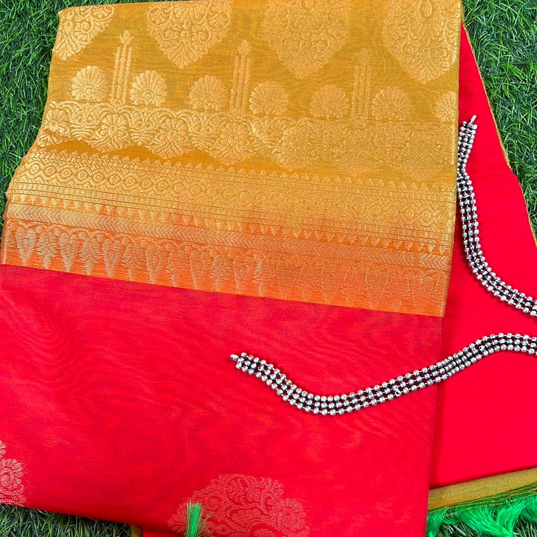 Floral Buta Design Kora Silk Finish Saree  | PRS120