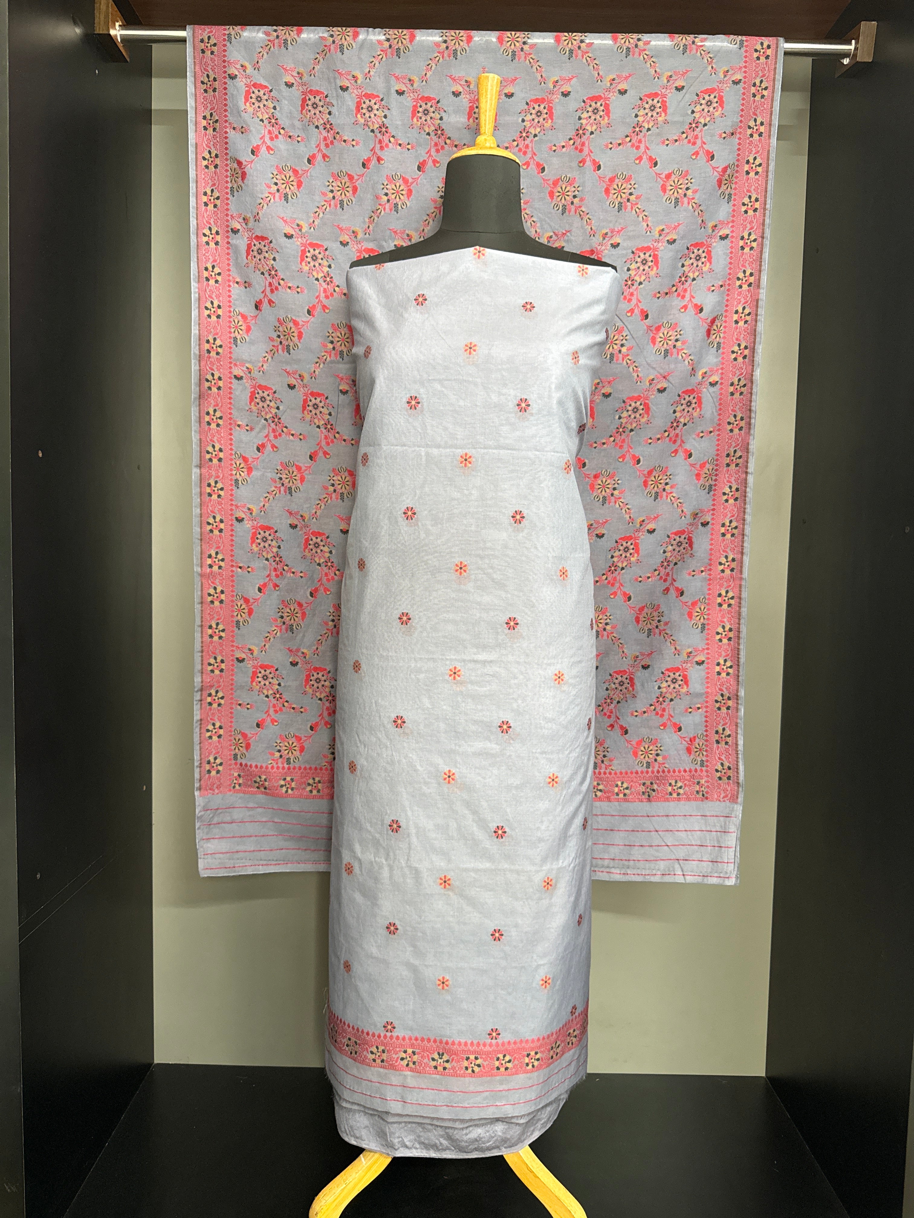 Floral Pattern Jamdani Woven Chanderi Salwar Set | EG133