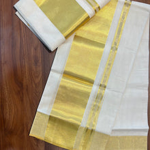 Golden Zari Weaved Balaramapuram Handloom Set Mundu ( Without Blouse) | KL238