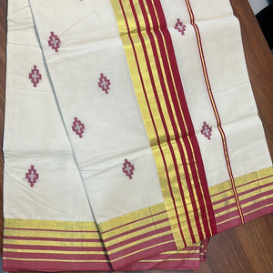 Line Pattern Border Design Kerala Cotton Balaramapuram Saree | KL276