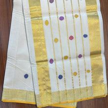Multicolor Polka Dote Design Kerala Cotton Balaramapuram Saree | KL285