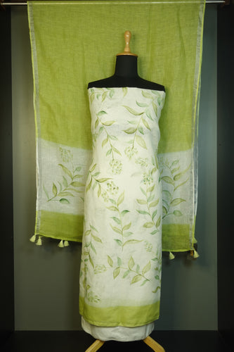 Floral Hand Painted Linen Salwar Set | JCL831