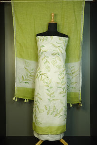 Floral Hand Painted Linen Salwar Set | JCL831