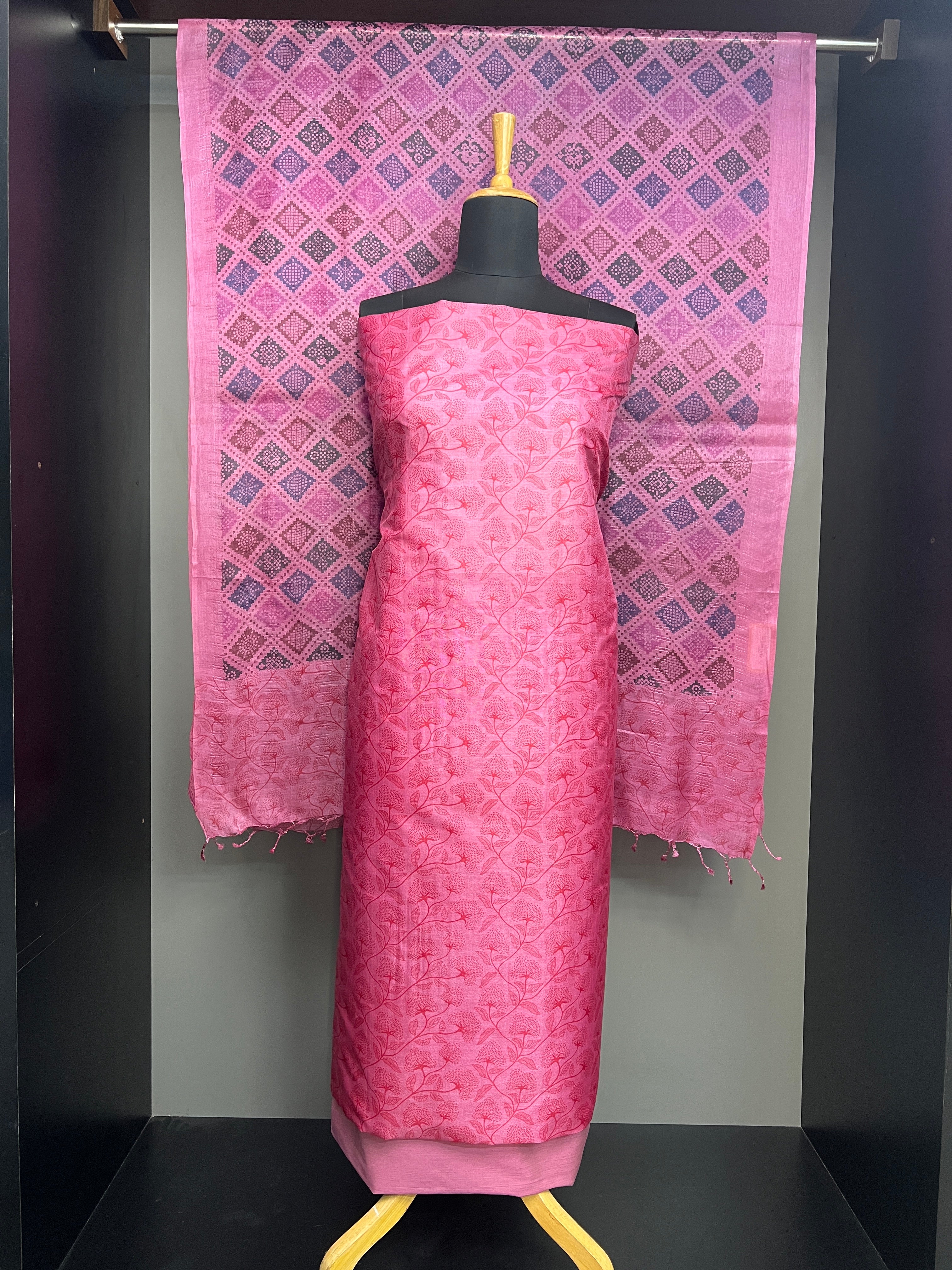 Floral Digital Printed Pure Tussar Salwar Set | MNH568