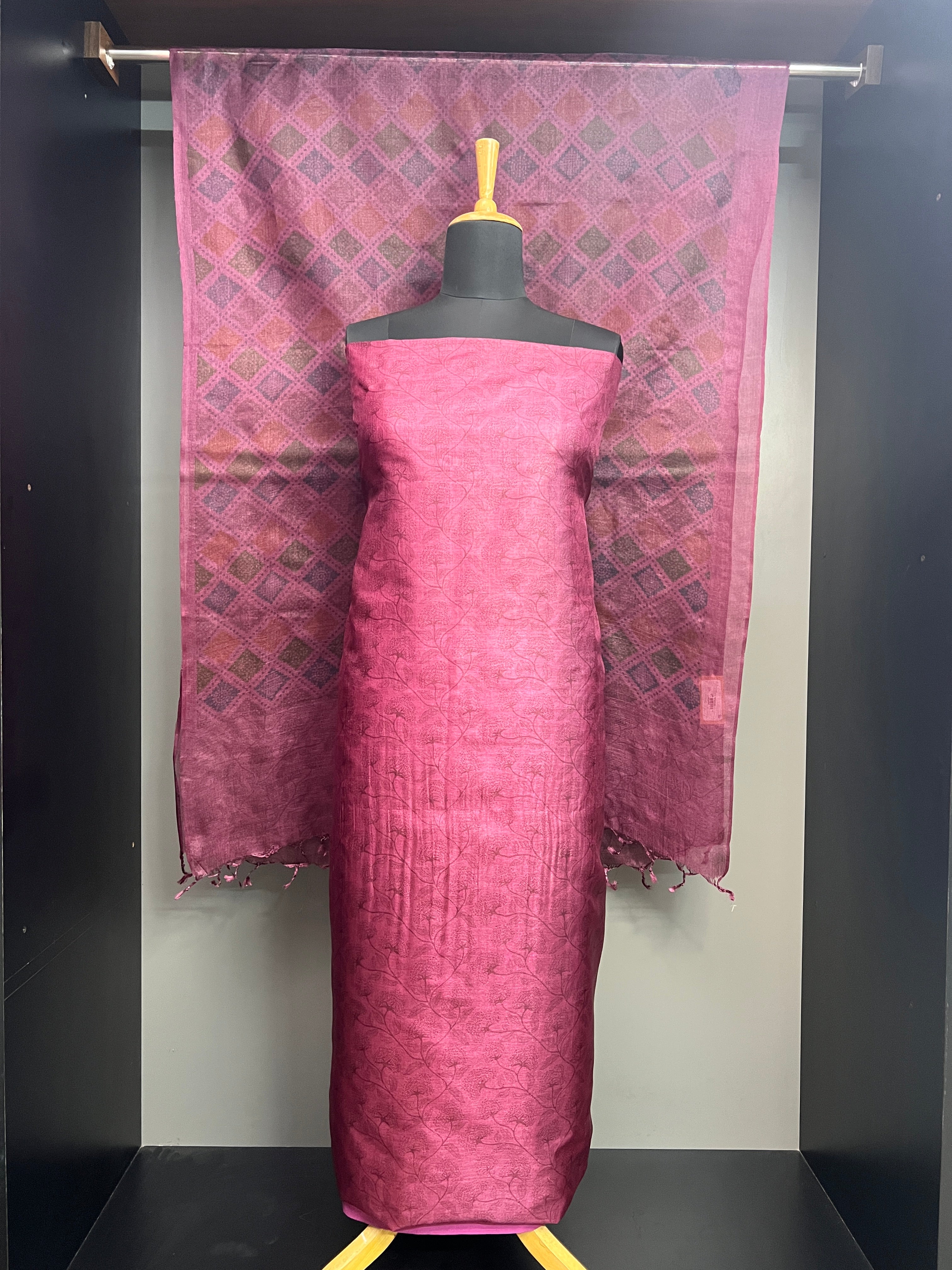 Floral Digital Printed Pure Tussar Salwar Set | MNH569