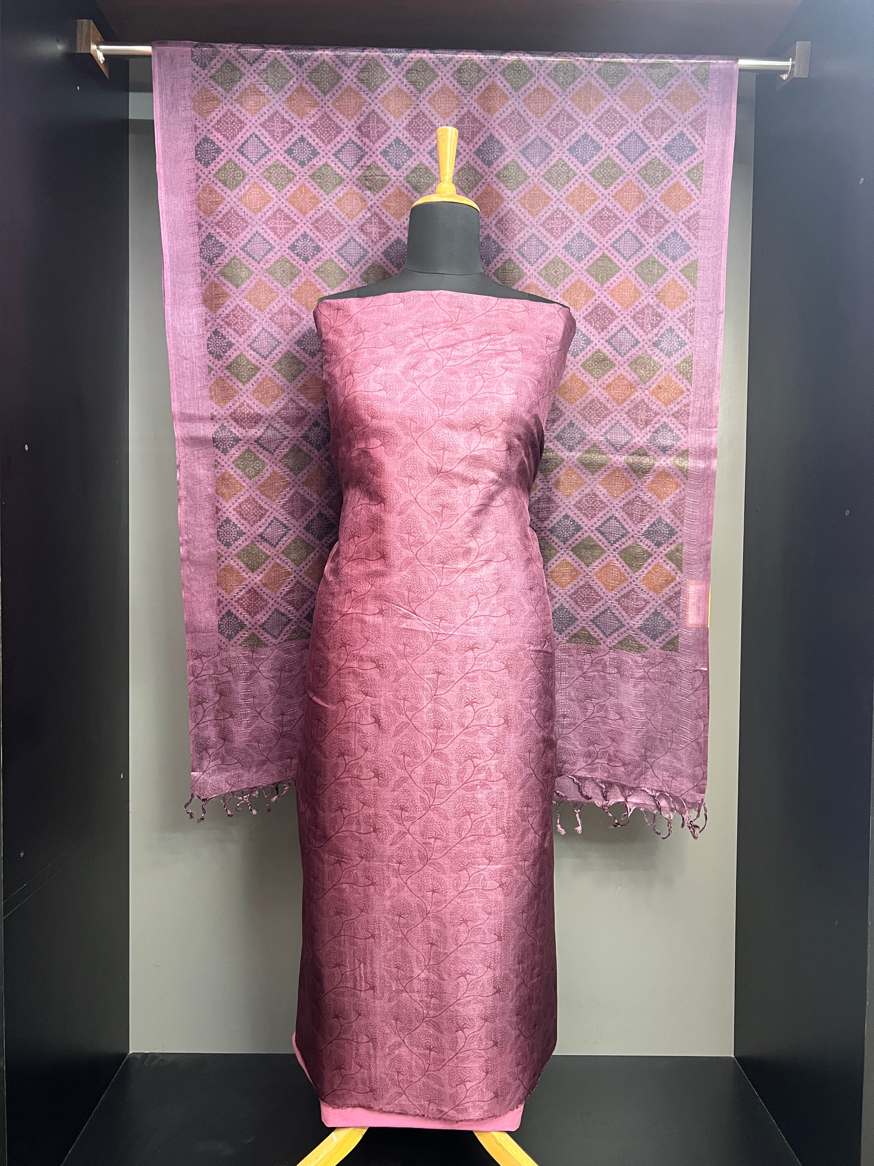 Floral Digital Printed Pure Tussar Salwar Set | MNH571