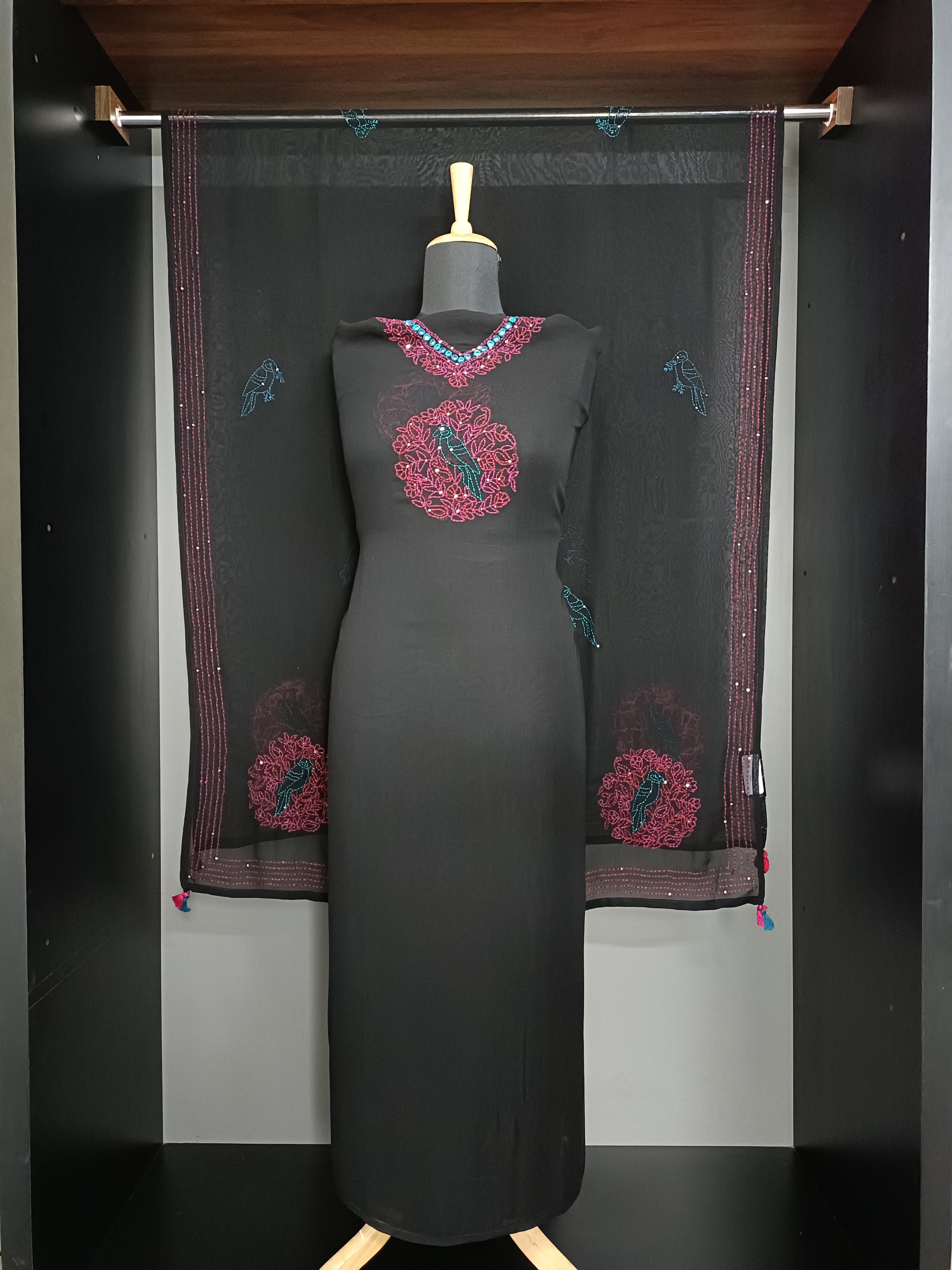 Hand Embroidered Georgette Salwar Set | JVR188
