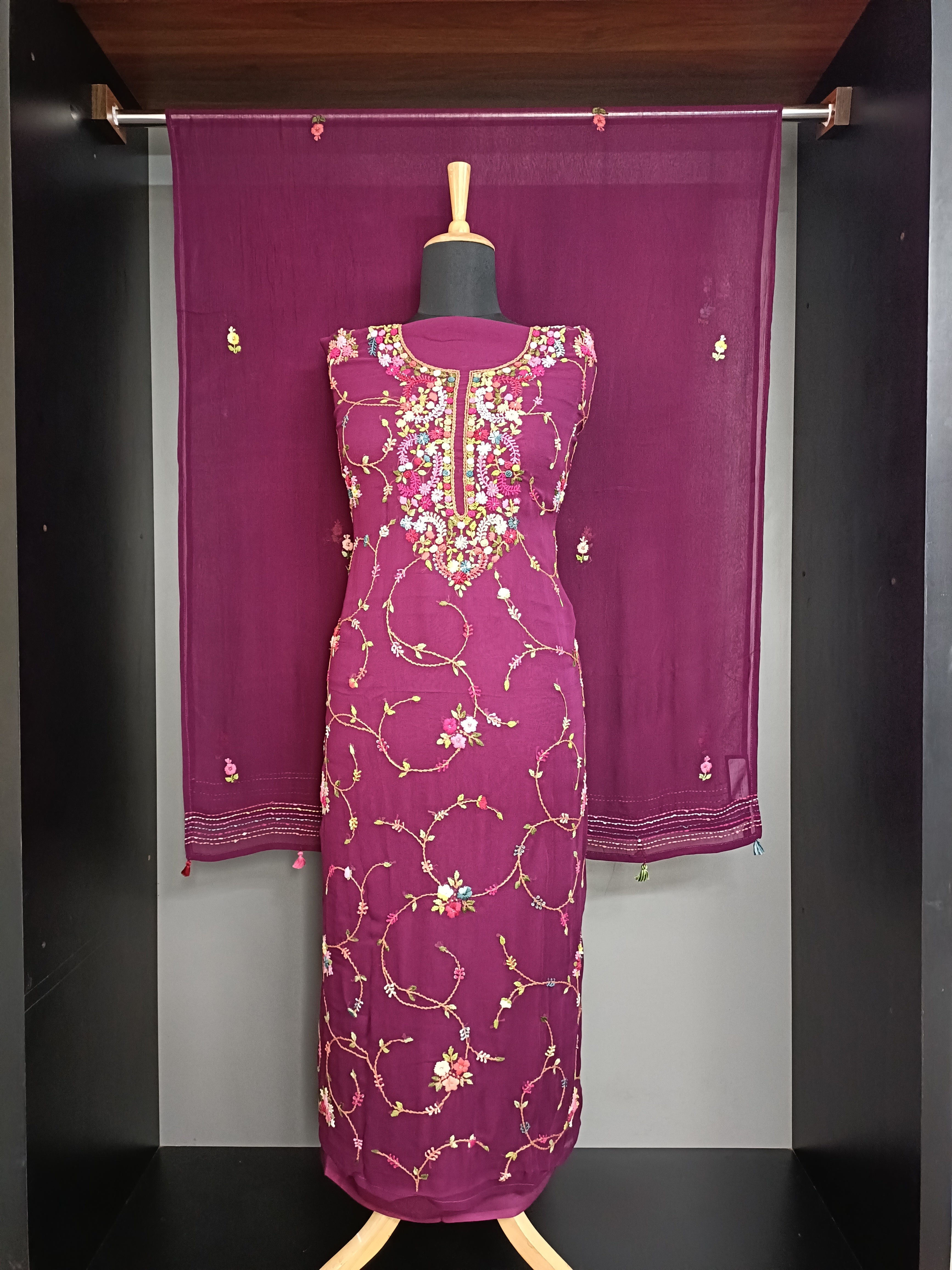 Hand Embroidered Georgette Salwar Set | JVR194